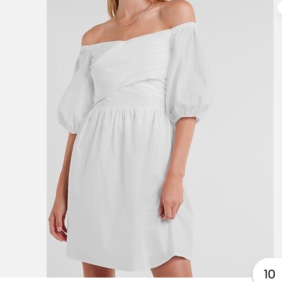 Express white puff sleeve dress - can be worn two ways! - Picture 2 of 4